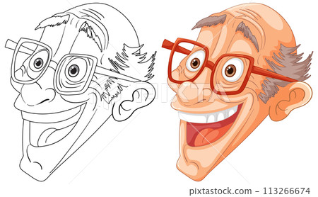 Cheerful Man with Glasses Illustration 113266674