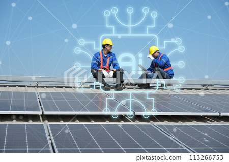 Team of engineers working at the factory 113266753