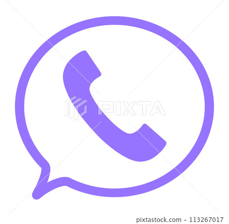 A simple purple phone symbol and speech bubble A simple purple phone symbol and speech bubble 113267017