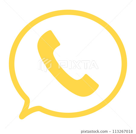 A simple yellow telephone symbol and a speech bubble 113267018
