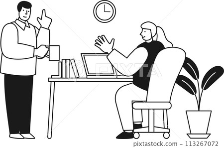 Man and woman having a conversation in the office Man and woman having a conversation in the office 113267072
