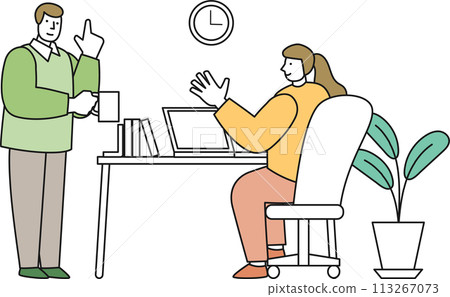 Man and woman having a conversation in the office Man and woman having a conversation in the office 113267073