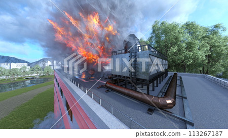 Helipad fire scene 113267187