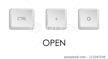 Open key combination. Keyboard shortcut for quickly executing command in operating system. Isolated vector on white background 113267249