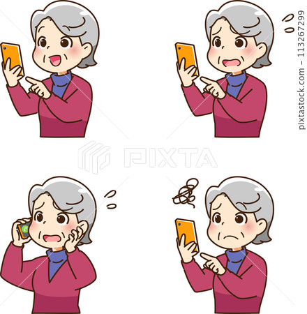 操作智慧型手機的老婦人 操作智慧型手機的老婦人 113267299