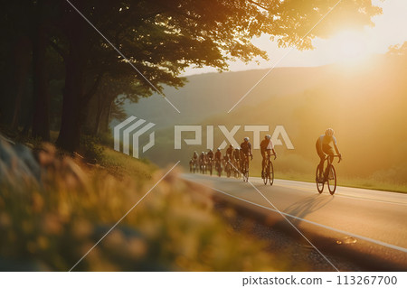 Twilight Ride: Adventure-Seeking Cyclists Tackle Mountainous Terrain Twilight Ride: Adventure-Seeking Cyclists Tackle Mountainous Terrain 113267700