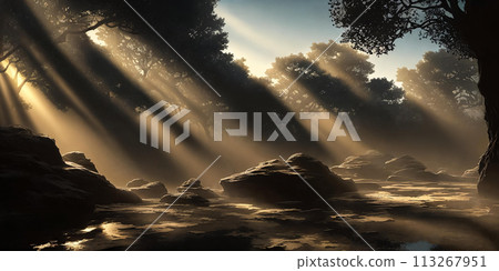 Play of Light and Shadow. Contrast between the brightly lit areas and the darker Play of Light and Shadow. Contrast between the brightly lit areas and the darker 113267951