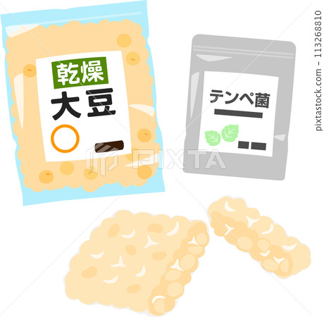 Tempeh made from dried soybeans and tempeh bacteria Tempeh made from dried soybeans and tempeh bacteria 113268810