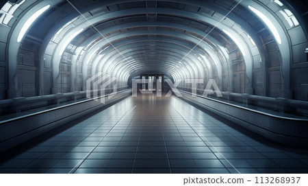 Inviting subway entrance, brightly lit, welcoming passengers in.AI Generated 113268937