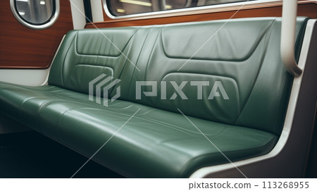 Subway train seat close-up highlights armrest detail.AI Generated Subway train seat close-up highlights armrest detail.AI Generated 113268955