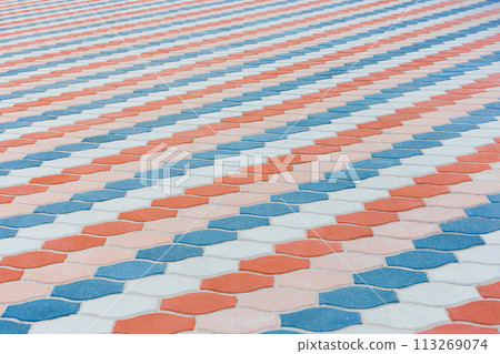 Abstract Colored Pattern Stone Colorful Paving Slabs Floor City Street Surface Texture Background Tile Color 113269074