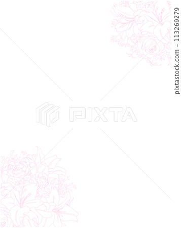 Bouquet of lilies and roses (line frame, vertical, diagonal, pink) Bouquet of lilies and roses (line frame, vertical, diagonal, pink) 113269279