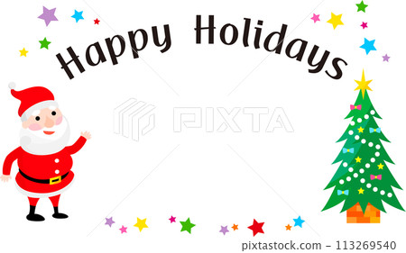 Cute Santa Claus and fir tree Happy Holidays 113269540