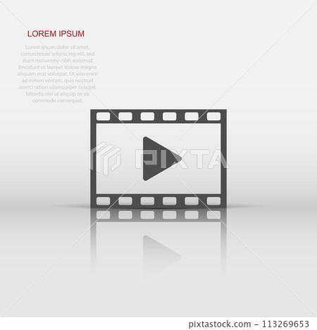 Vector play button icon in flat style. Play video sign illustration pictogram. Media panel business concept. 113269653