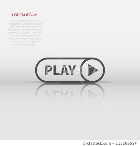 Vector play button icon in flat style. Play video sign illustration pictogram. Media panel business concept. Vector play button icon in flat style. Play video sign illustration pictogram. Media panel business concept. 113269654