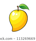 Mango, fruit cartoon, Mango with leaf isolated on white background, EPS10 113269669