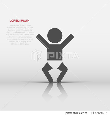 Vector baby icon in flat style. Child sign illustration pictogram. People business concept. Vector baby icon in flat style. Child sign illustration pictogram. People business concept. 113269696