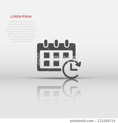 Vector calendar icon in flat style. Reminder agenda sign illustration pictogram. Calendar business concept. Vector calendar icon in flat style. Reminder agenda sign illustration pictogram. Calendar business concept. 113269714