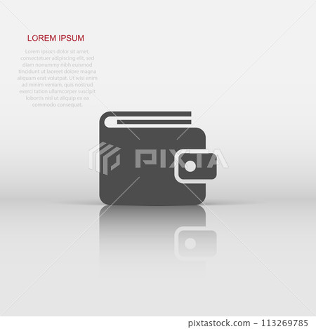 Wallet vector icon. Money purse flat vector illustration. Money bag business concept pictogram on white background. 113269785