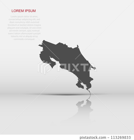 Vector Costa Rica map icon in flat style. Costa Rica sign illustration pictogram. Cartography map business concept. Vector Costa Rica map icon in flat style. Costa Rica sign illustration pictogram. Cartography map business concept. 113269833