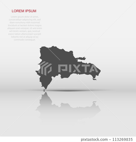 Vector Dominican Republic map icon in flat style. Dominican Republic sign illustration pictogram. Cartography map business concept. Vector Dominican Republic map icon in flat style. Dominican Republic sign illustration pictogram. Cartography map business concept. 113269835