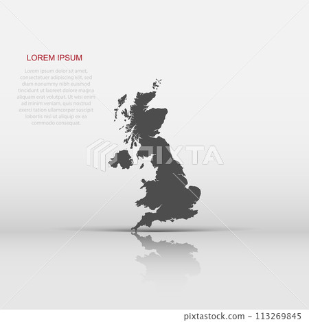 Vector Great Britain map icon in flat style. Great Britain sign illustration pictogram. Cartography map business concept. 113269845