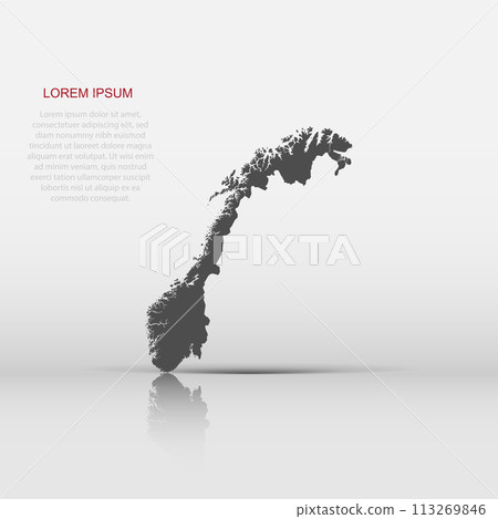 Vector Norway map icon in flat style. Norway sign illustration pictogram. Cartography map business concept. 113269846