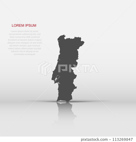 Vector Portugal map icon in flat style. Portugal sign illustration pictogram. Cartography map business concept. 113269847