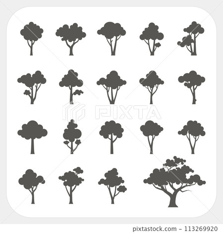 Tree icons set, EPS10, Don't use transparency. 113269920