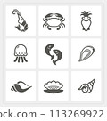 Sea food icons set, Vector 113269922