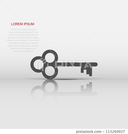 Vector key icon in flat style. Secret keyword sign illustration pictogram. Key business concept. 113269937