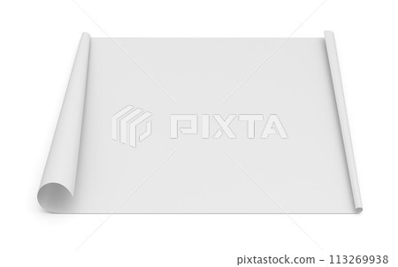 Clay render of  empty blueprint on white background - 3D illustration 113269938