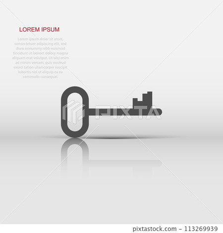 Vector key icon in flat style. Secret keyword sign illustration pictogram. Key business concept. Vector key icon in flat style. Secret keyword sign illustration pictogram. Key business concept. 113269939