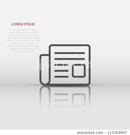 Vector newspaper icon in flat style. News sign illustration pictogram. Newsletter business concept. Vector newspaper icon in flat style. News sign illustration pictogram. Newsletter business concept. 113269947
