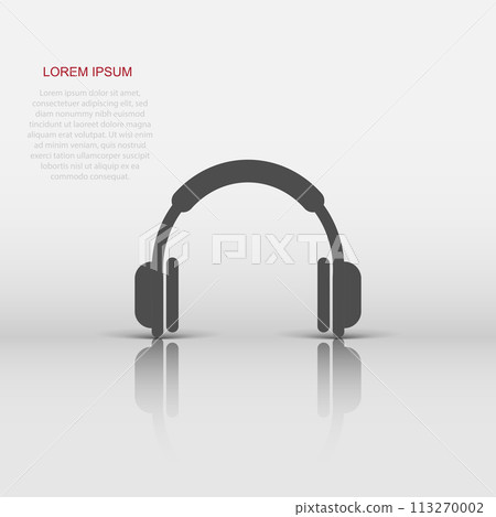 Vector headphone icon in flat style. Earphone headset sign illustration pictogram. Headphones business concept. 113270002