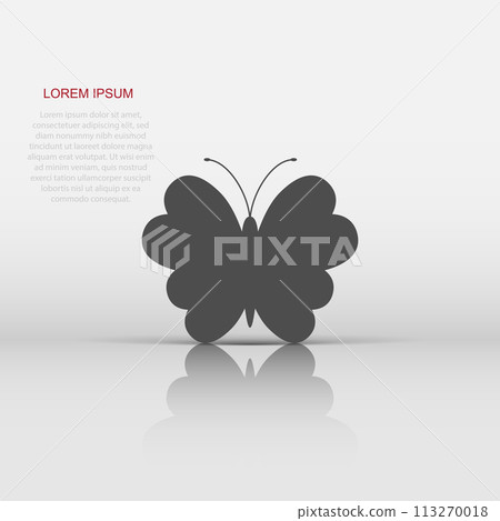 Vector butterfly icon in flat style. Insect sign illustration pictogram. Butterfly business concept. 113270018