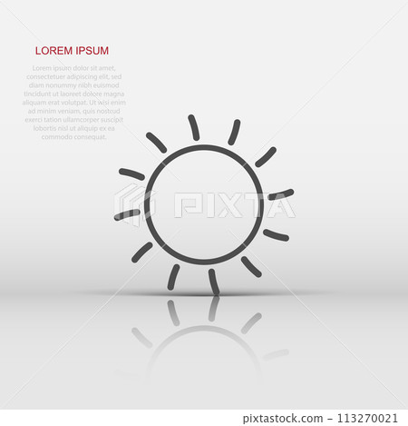 Vector sun icon in flat style. Sun with ray sign illustration pictogram. Sunshine business concept. 113270021