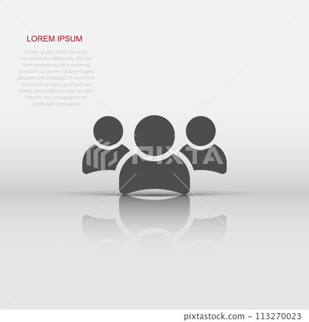 Vector group of people icon in flat style. Persons sign illustration pictogram. People business concept. Vector group of people icon in flat style. Persons sign illustration pictogram. People business concept. 113270023