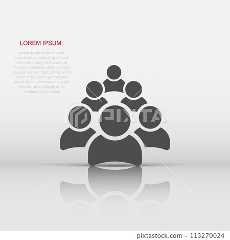 Vector group of people icon in flat style. Persons sign illustration pictogram. People business concept. Vector group of people icon in flat style. Persons sign illustration pictogram. People business concept. 113270024