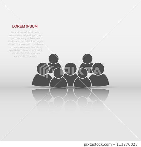 Vector group of people icon in flat style. Persons sign illustration pictogram. People business concept. Vector group of people icon in flat style. Persons sign illustration pictogram. People business concept. 113270025