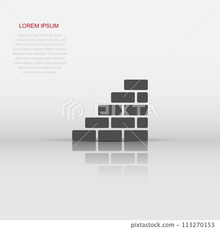 Vector wall brick icon in flat style. Wall sign illustration pictogram. Stone business concept. Vector wall brick icon in flat style. Wall sign illustration pictogram. Stone business concept. 113270153