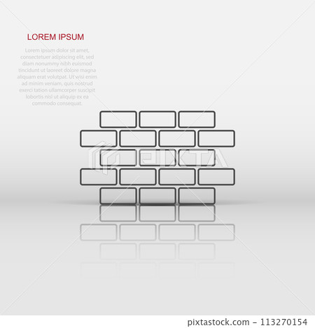 Vector wall brick icon in flat style. Wall sign illustration pictogram. Stone business concept. Vector wall brick icon in flat style. Wall sign illustration pictogram. Stone business concept. 113270154