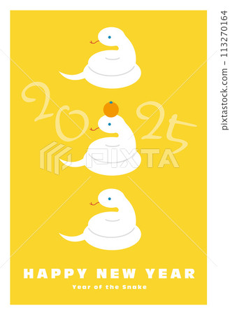 New Year's card template for the year of the snake Vector Kagami mochi Snake Zodiac 2025 113270164