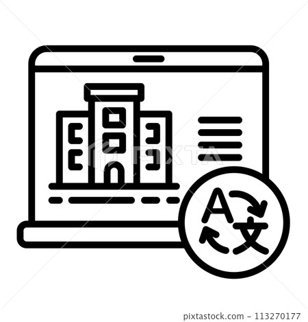 一個支援多種語言的網站。我的筆記型電腦上顯示了一家酒店。 113270177