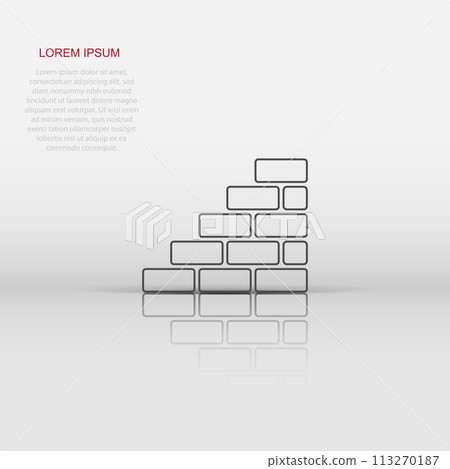 Vector wall brick icon in flat style. Wall sign illustration pictogram. Stone business concept. 113270187