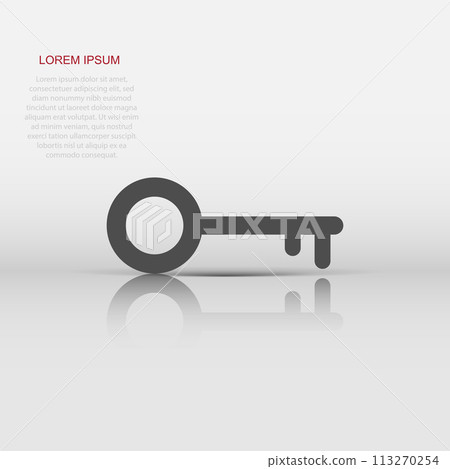 Vector key icon in flat style. Unlock sign illustration pictogram. Private secure key business concept. Vector key icon in flat style. Unlock sign illustration pictogram. Private secure key business concept. 113270254