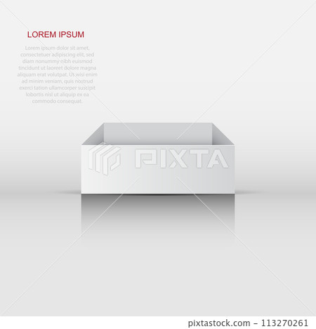 White cardboard package box. Vector illustration isolated on white background. White cardboard package box. Vector illustration isolated on white background. 113270261