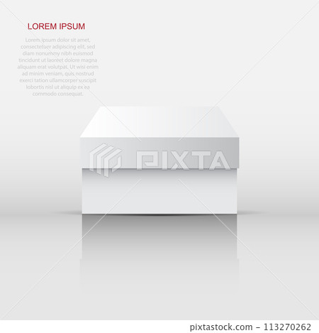 White cardboard package box. Vector illustration isolated on white background. White cardboard package box. Vector illustration isolated on white background. 113270262