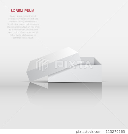 White cardboard package box. Vector illustration isolated on white background. White cardboard package box. Vector illustration isolated on white background. 113270263