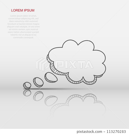 Vector speech bubble icon in flat style. Hand drawn speech bubble sign illustration pictogram. Dialog balloon business concept. Vector speech bubble icon in flat style. Hand drawn speech bubble sign illustration pictogram. Dialog balloon business concept. 113270283